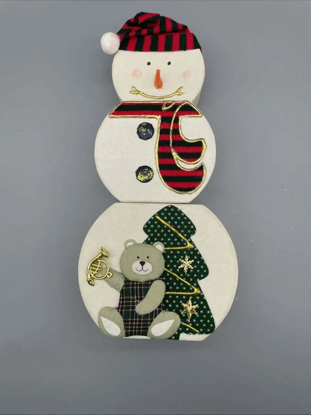 Holiday Christmas Snowman Stacking Nesting Gift Boxes 3 Graduated 12” Tall.